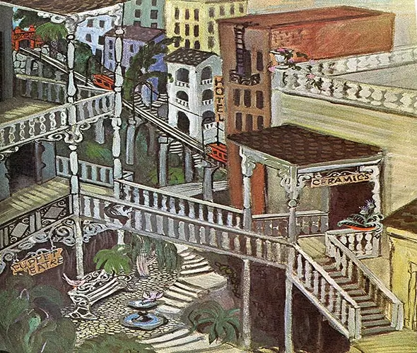 De Leo Politi acuarelas publicadas que pintó durante los días finales de Bunker Hill. Karl Gerber, Colección Privada
